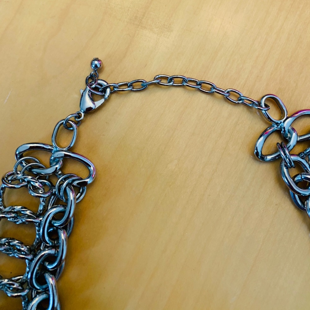 Statement Silver Collar Necklace - image 2